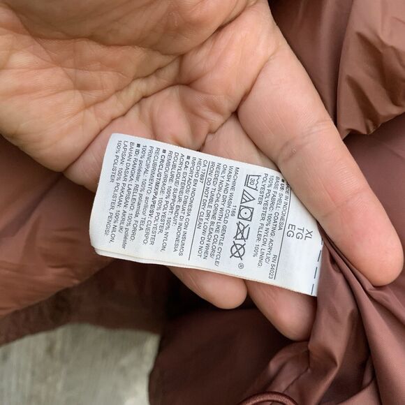 OLD NAVY Jacket Womens XL Brown Puffer Cropped Water Resistant Short Maple Quilt - Picture 11 of 15